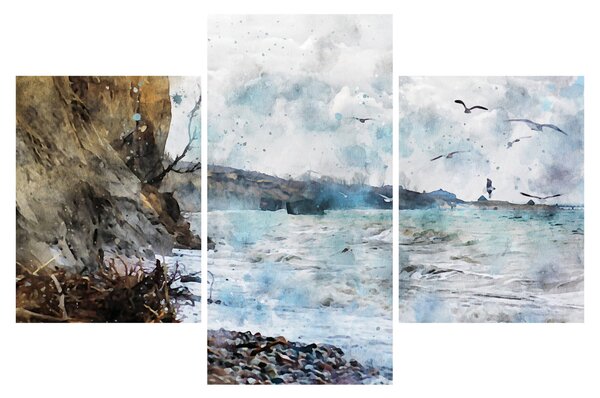 Obraz - Útes, akvarel (90x60 cm)