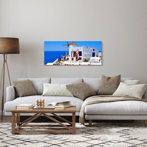 Obraz - Domček v Grécku (120x50 cm)