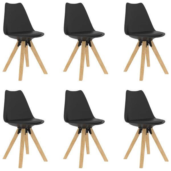 Jedálenské stoličky 6 ks čierne PP a masívne bukové drevo