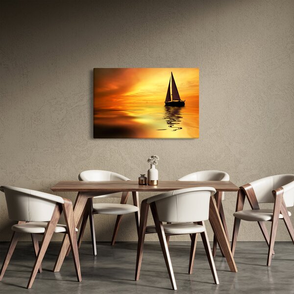 Obraz - Plachetnica pri západe slnka (90x60 cm)