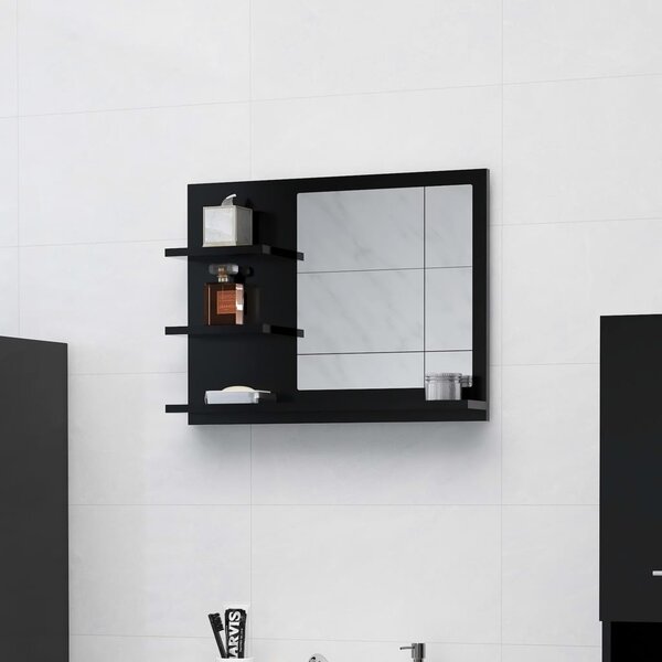 Kúpeľňové zrkadlo, čierne 60x10,5x45 cm, kompozitné drevo