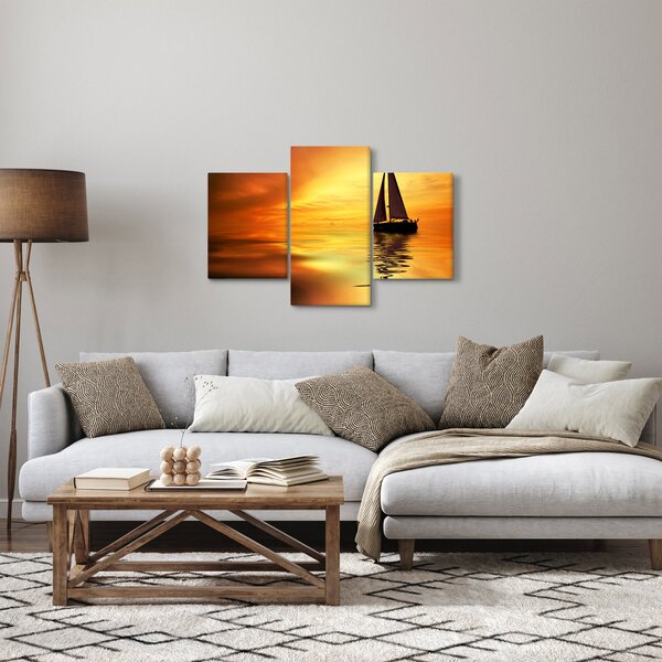 Obraz - Plachetnica pri západe slnka (90x60 cm)