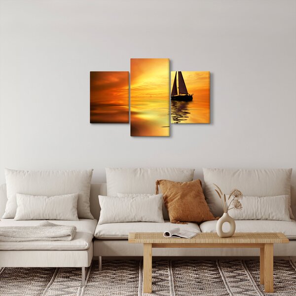 Obraz - Plachetnica pri západe slnka (90x60 cm)