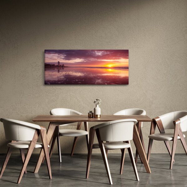 Obraz - Pláž pri západe slnka (120x50 cm)