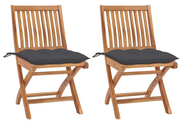 Záhradné stoličky 2 ks, antracitové podložky, tíkový masív