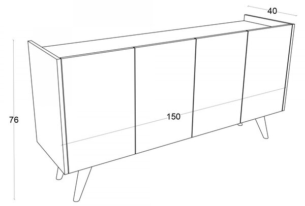 Hanah Home Komoda Petra 150 cm biela