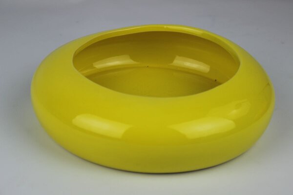 Žltá okrúhla keramická váza 21cm