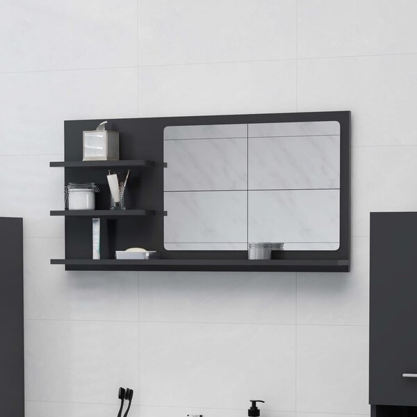 Kúpeľňové zrkadlo, sivé 90x10,5x45 cm, kompozitné drevo