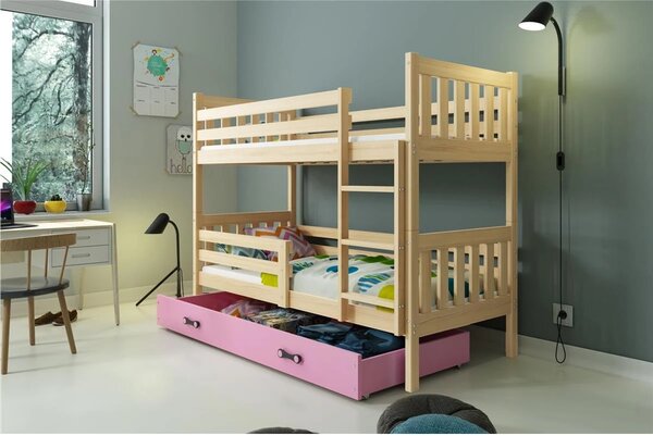 Detská poschodová posteľ CARINO 190x80 cm Ružová Biela