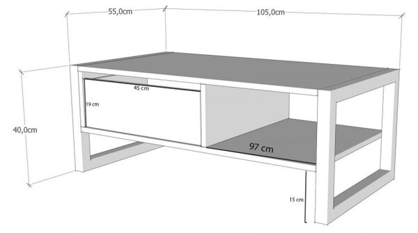 Hanah Home Konferenčný stolík Haldizen borovica atlantská