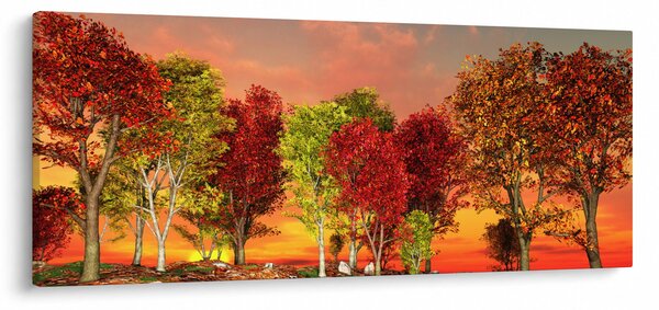 Obraz - Farebné stromy (120x50 cm)