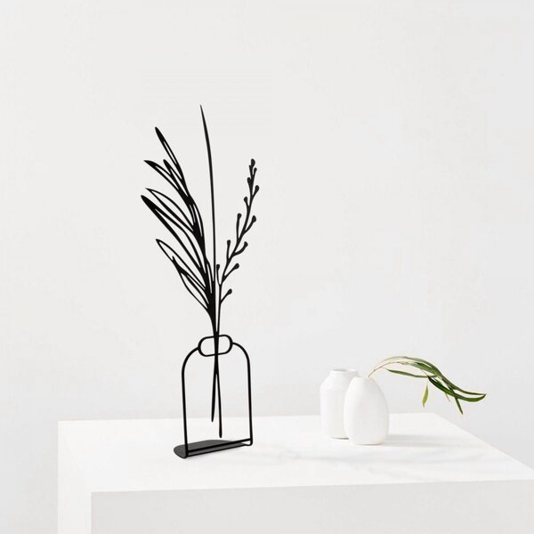 Hanah Home Kovová dekorácia Flowerpot VIII 44 cm čierna