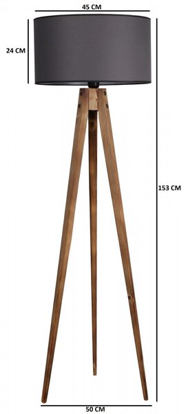 Opviq Stojacia lampa Tripod Ceviz 153 cm sivá