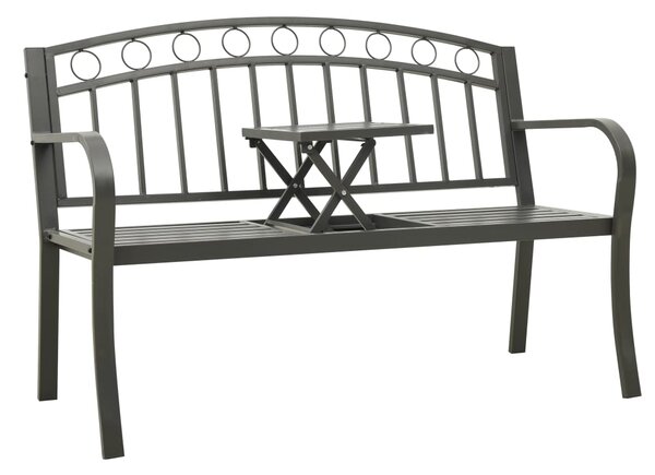 Záhradná lavička so stolíkom 125 cm oceľ sivá