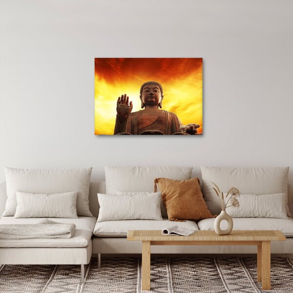 Obraz - Budha s červenožltým pozadím (70x50 cm)