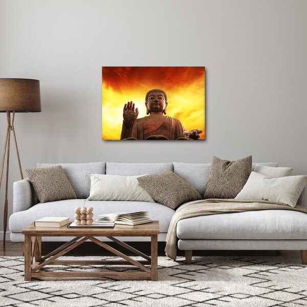 Obraz - Budha s červenožltým pozadím (70x50 cm)
