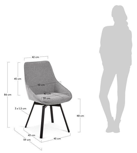 Sivá jedálenská stolička Jenna – Kave Home