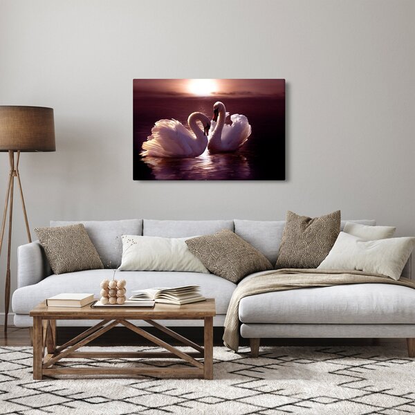 Obraz - Labute na jazere (90x60 cm)