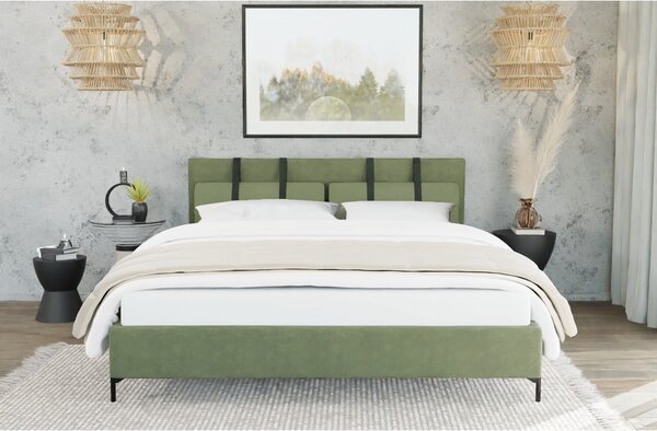 Zelená čalúnená dvojlôžková posteľ s roštom 180x200 cm Tulsa – Ropez