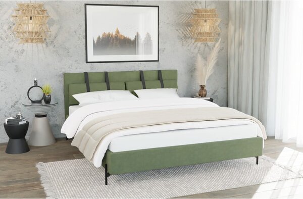 Zelená čalúnená dvojlôžková posteľ s roštom 180x200 cm Tulsa – Ropez