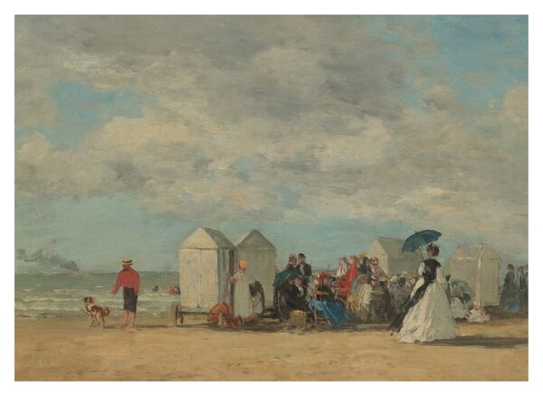 Obraz - Eugène Boudin, Beach Scene , reprodukcia (70x50 cm)