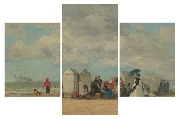 Obraz - Eugène Boudin, Beach Scene , reprodukcia (90x60 cm)