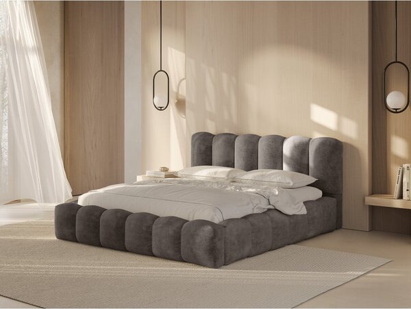 Svetlohnedá čalúnená dvojlôžková posteľ s úložným priestorom a roštom 160x200 cm Lupine – Micadoni Home