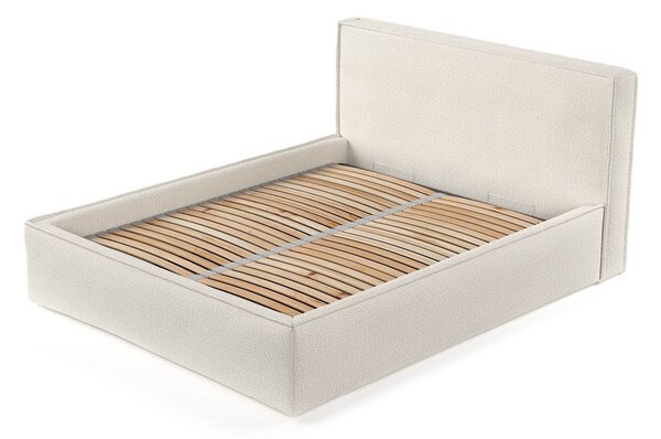 Béžová čalúnená dvojlôžková posteľ s úložným priestorom s roštom 180x200 cm Lounge L – Maison de Rêve