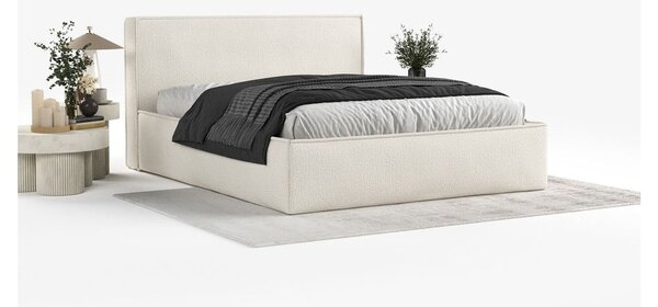 Béžová čalúnená dvojlôžková posteľ s úložným priestorom s roštom 180x200 cm Lounge L – Maison de Rêve