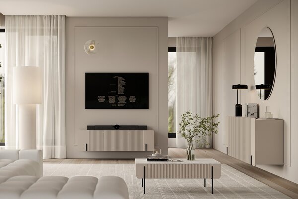 Konferenčný stolík Malmi 100 cm - kašmírová / crema bianca / čierna