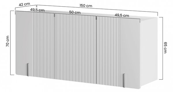 Závesná komoda Malmi 150 cm trojdverová - čierny mat / čierna