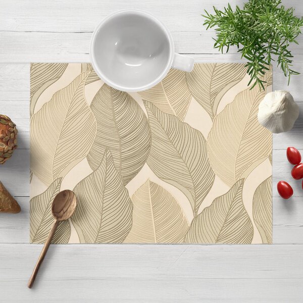 Biante Zamatové prestieranie na stôl Tamara TMR-046 Prírodné popínavé listy na krémovom 30x40 cm