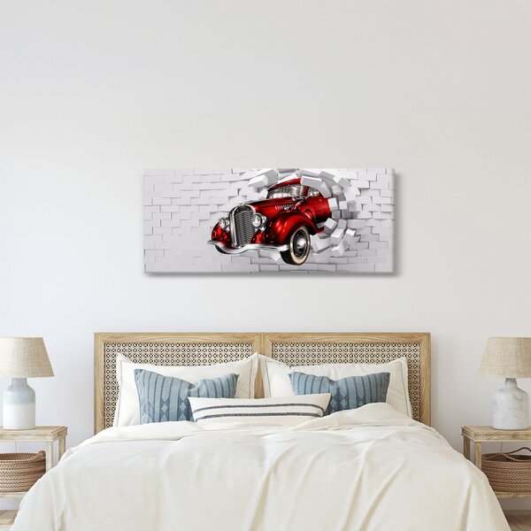 Obraz - Červené auto (120x50 cm)