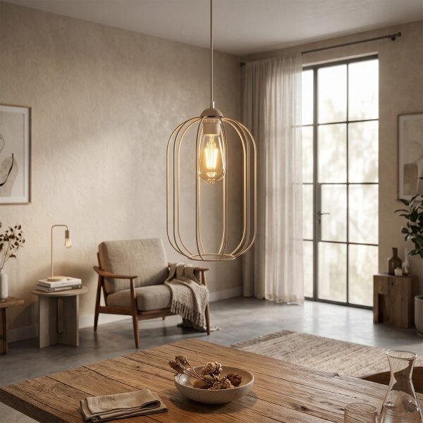 Luster na lanku DESTELLO 1xE27/15W/230V priemer 21 cm béžový