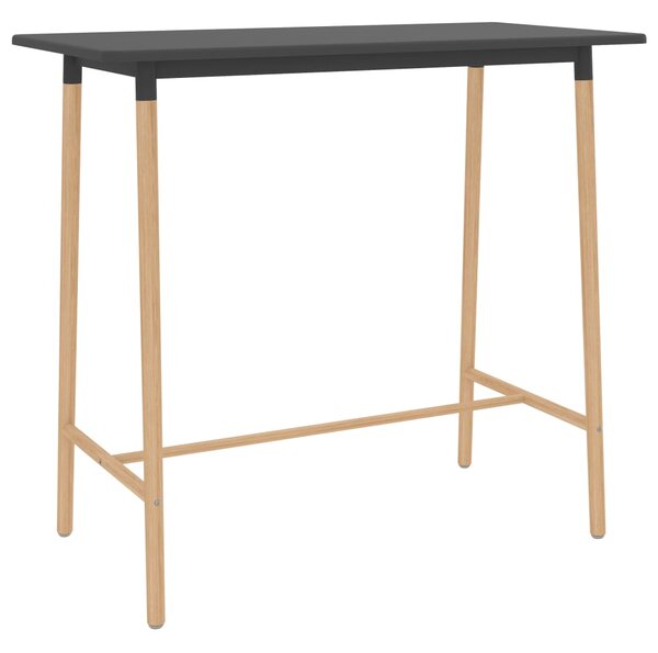 Barový stôl sivý 120x60x105 cm MDF a masívne bukové drevo