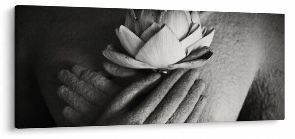 Obraz - Lotos v rukách Budhu (120x50 cm)