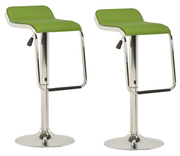 Barové stoličky 2 ks zelené látka a ohýbané drevo