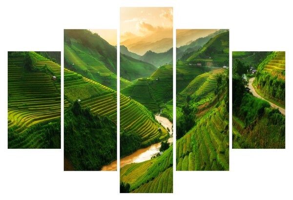 Obraz - Ryžové terasy Mu Cang Chai (150x105 cm)
