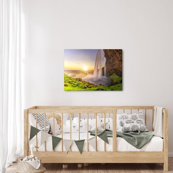 Obraz - Seljalandsfoss spoza vnútra jaskyne (70x50 cm)