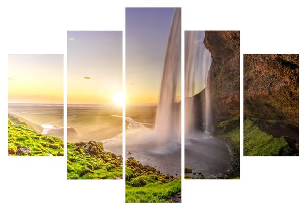 Obraz - Seljalandsfoss spoza vnútra jaskyne (150x105 cm)