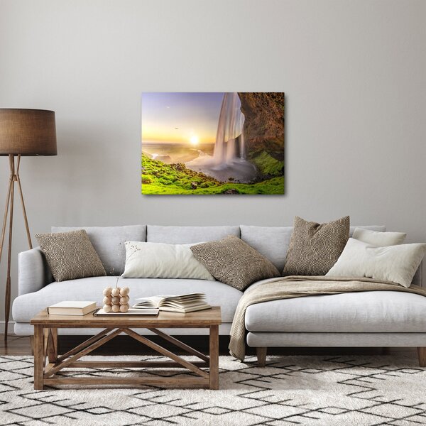 Obraz - Seljalandsfoss spoza vnútra jaskyne (70x50 cm)