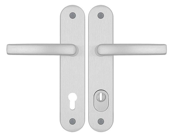 Spevnené kovanie MP STANDARD PLUS (F1 - Prírodný elox), kľučka-kľučka, Otvor na cylidrickou vložku, MP F1 stříbrný elox, 90 mm