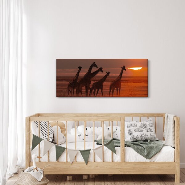 Obraz - Žirafy v africkej savane (120x50 cm)