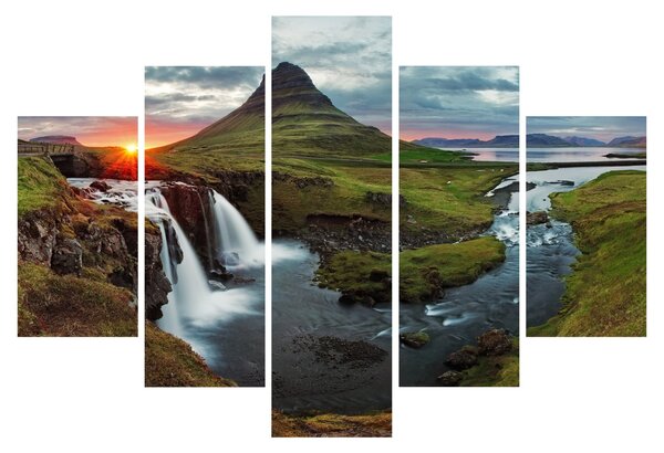 Obraz - Kirkjufell pri západe slnka (150x105 cm)