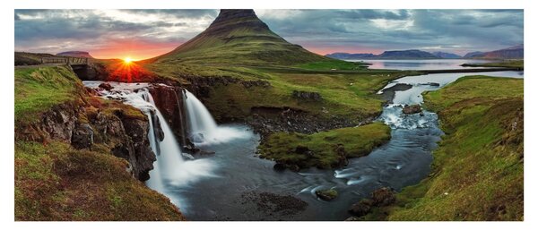 Obraz - Kirkjufell pri západe slnka (120x50 cm)