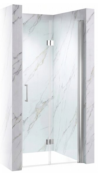BPS-koupelny Zalamovacie otváracie sprchové dvere KZ26B 90 chrom/transparent pre inštaláciu do niky - bez vaničky