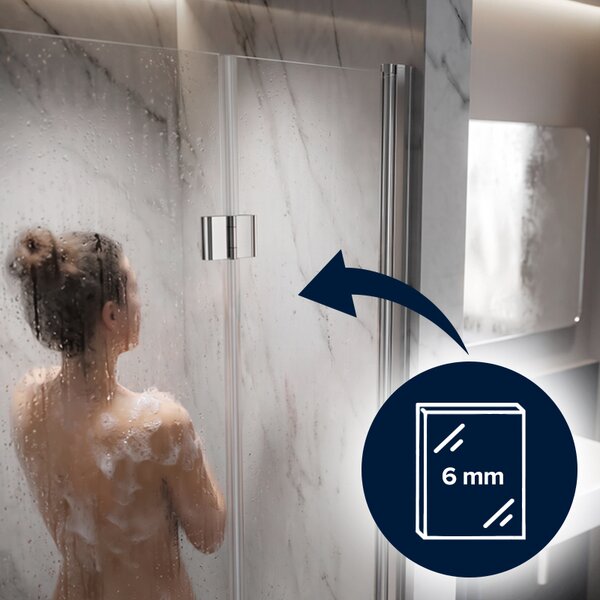 BPS-koupelny Zalamovacie otváracie sprchové dvere KZ26B 90 chrom/transparent pre inštaláciu do niky - bez vaničky