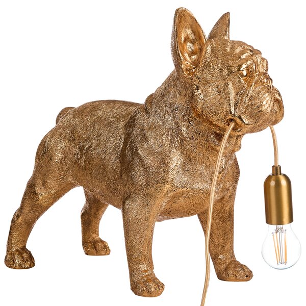 Stolná lampa zlatá umelá živica zvierací motív nočná lampa v tvare psa moderný glamour štýl obývacia izba spálňa