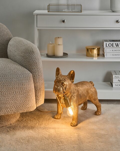 Stolná lampa zlatá umelá živica zvierací motív nočná lampa v tvare psa moderný glamour štýl obývacia izba spálňa