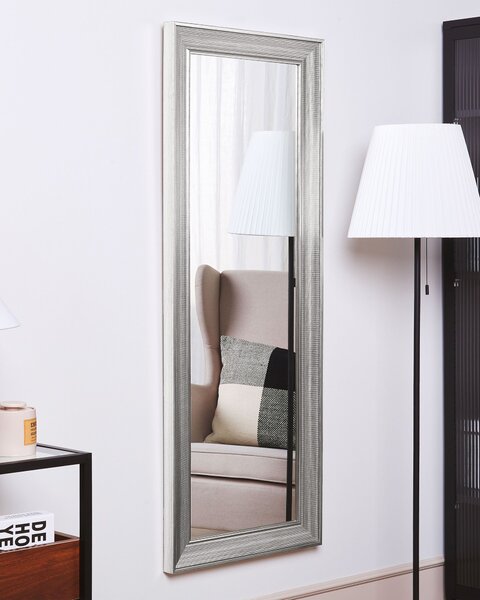 Nástenné zrkadlo strieborné 50 x 130 cm obdĺžnikové moderné do obývacej izby a spálne